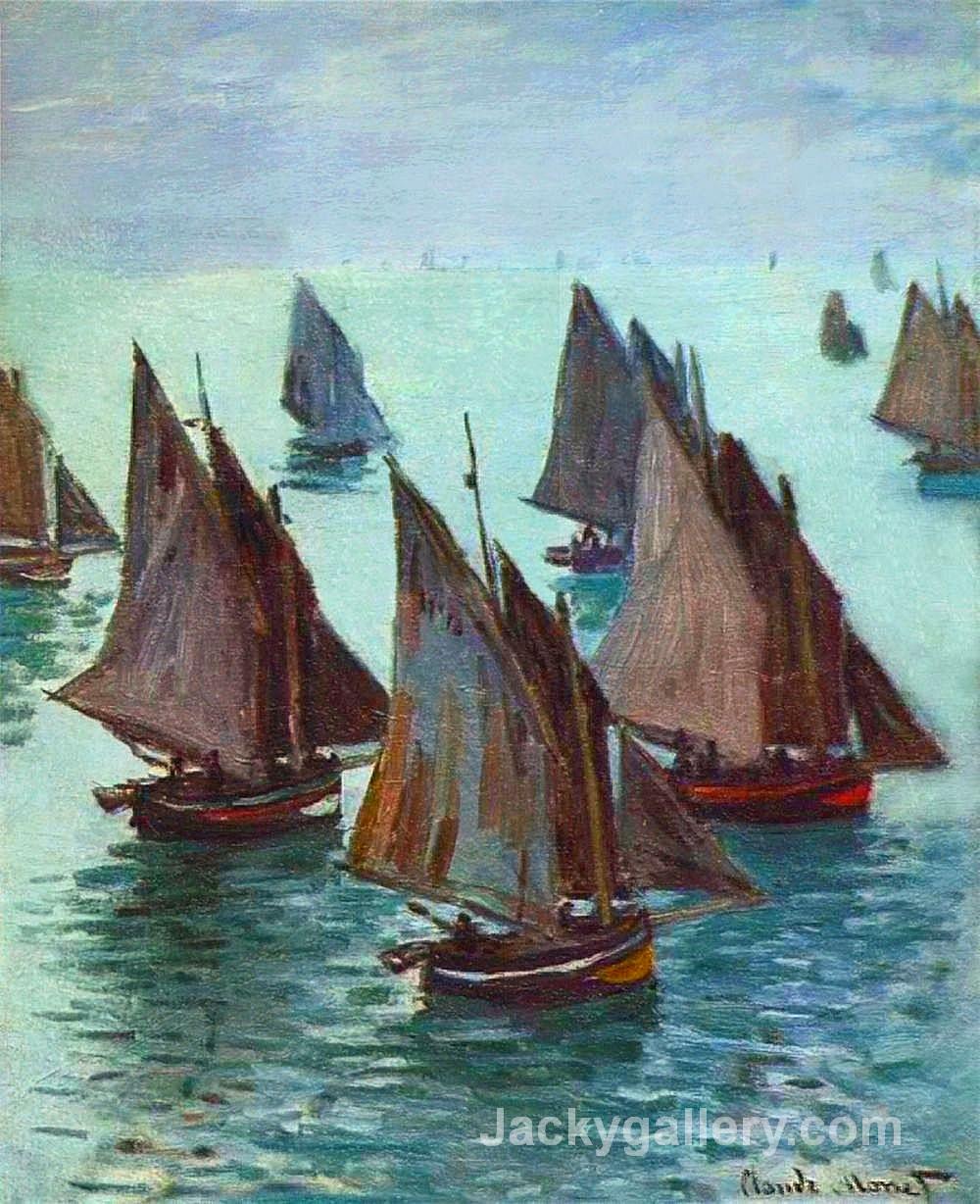 Fishing Boats, Calm Sea by Claude Monet paintings reproduction